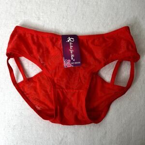 Ai Mei Red Cutout Bow Bikini Panties